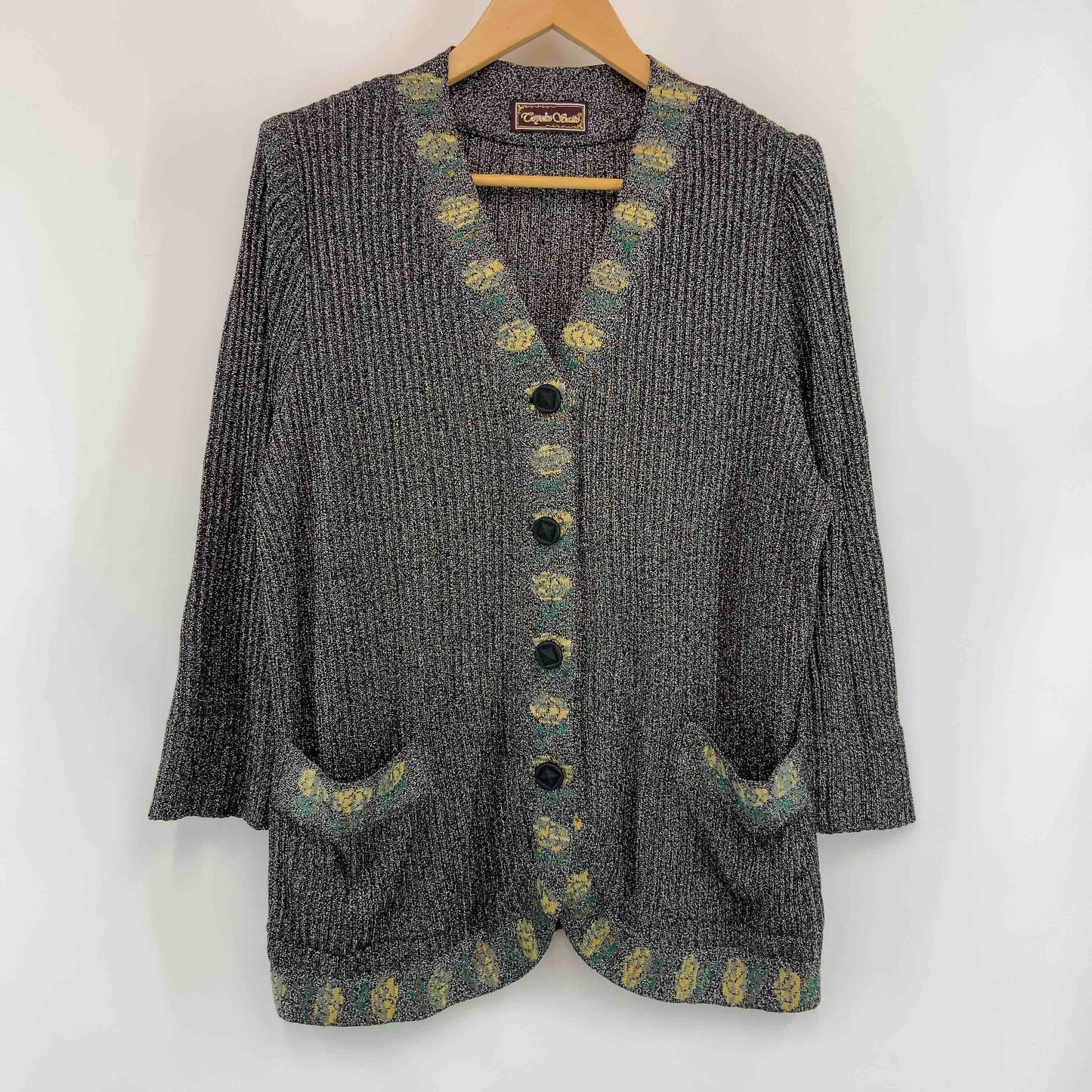 斎藤都世子 サイトウ トヨコ レディース カーディガン キラキラ Vネック ブラック