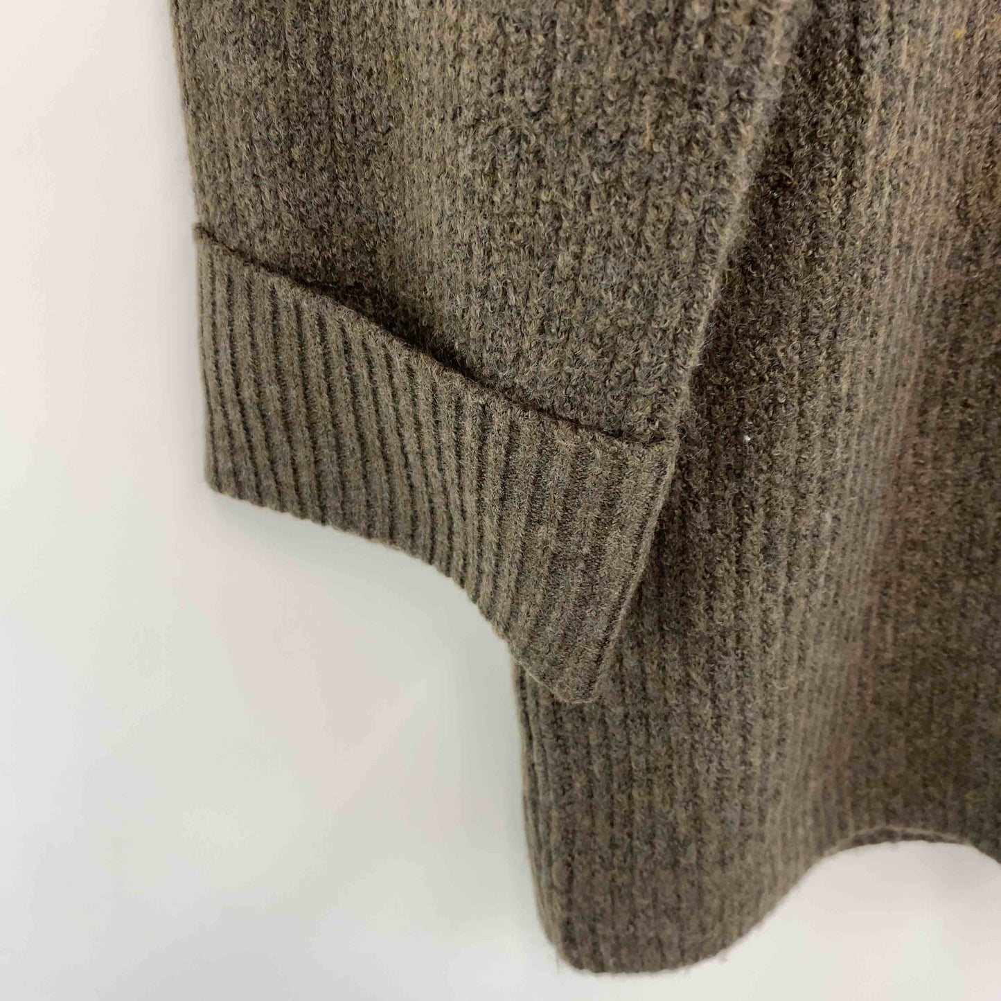 レディース ニット ジップアップ プルオーバー カーキ