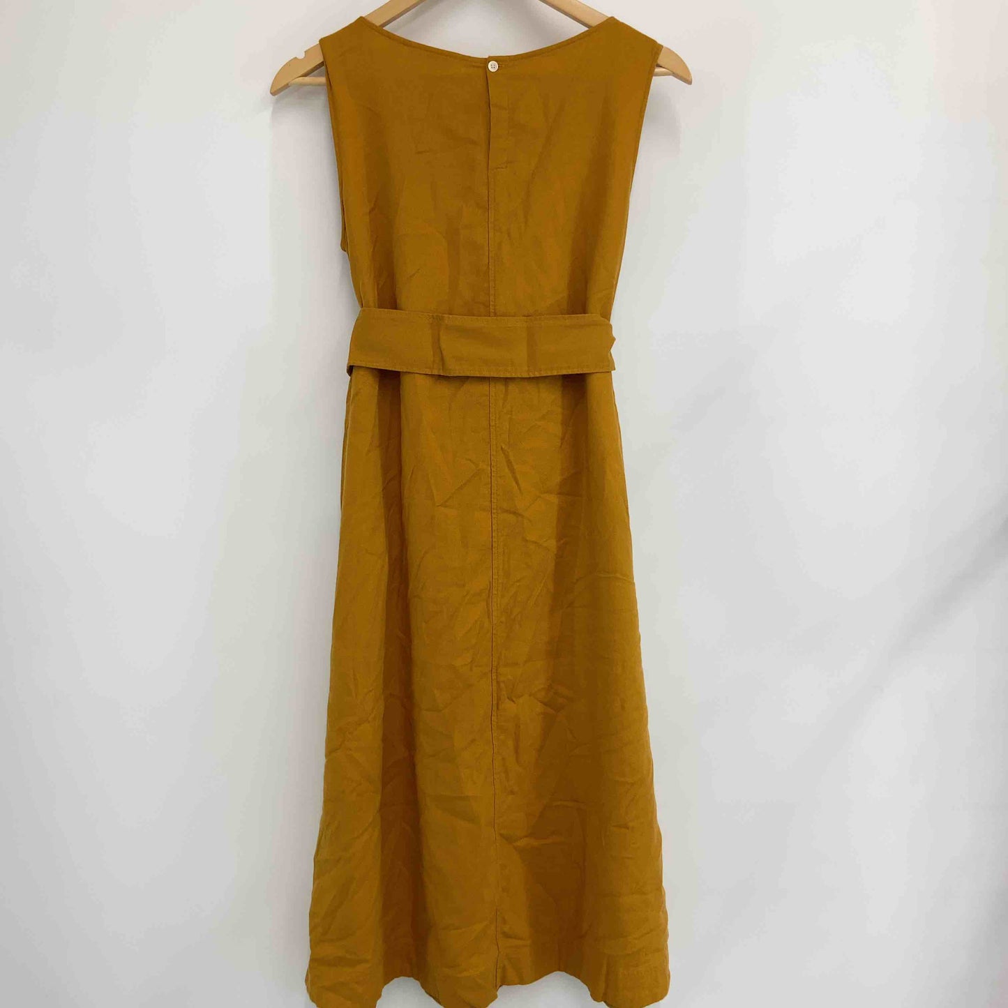 UNIQLO ユニクロ レディース ノースリーブワンピース マスタードイエロー 麻混