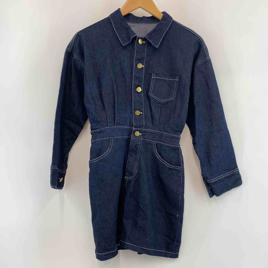 レディース ミニワンピース デニム インディゴブルー