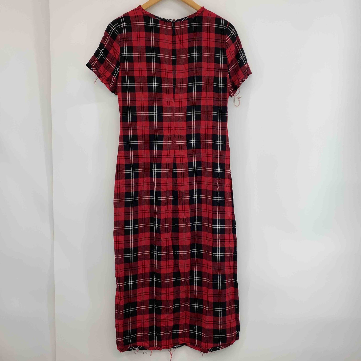 ZARA ザラ レディース 半袖ワンピース　ロング丈　タータンチェック　赤