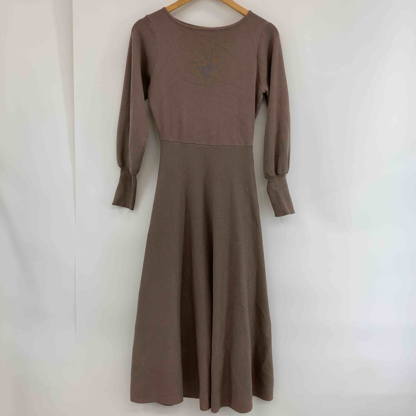 神戸レタス  レディース 長袖ワンピース ロング丈 ニット ブラウン