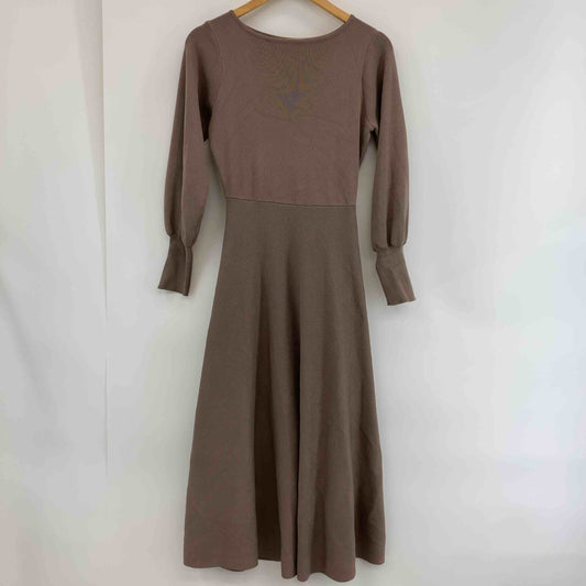 神戸レタス  レディース 長袖ワンピース ロング丈 ニット ブラウン