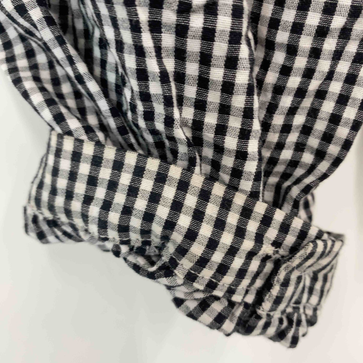 レディース 長袖シャツ　ブラウス　ギンガムチェック　ラグランスリーブ　黒