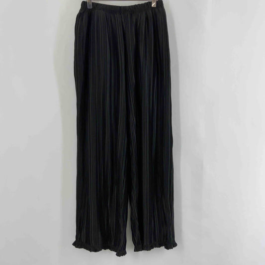 LUI’S ルイス レディース プリーツパンツ 黒 ウエスト総ゴム 紐付き