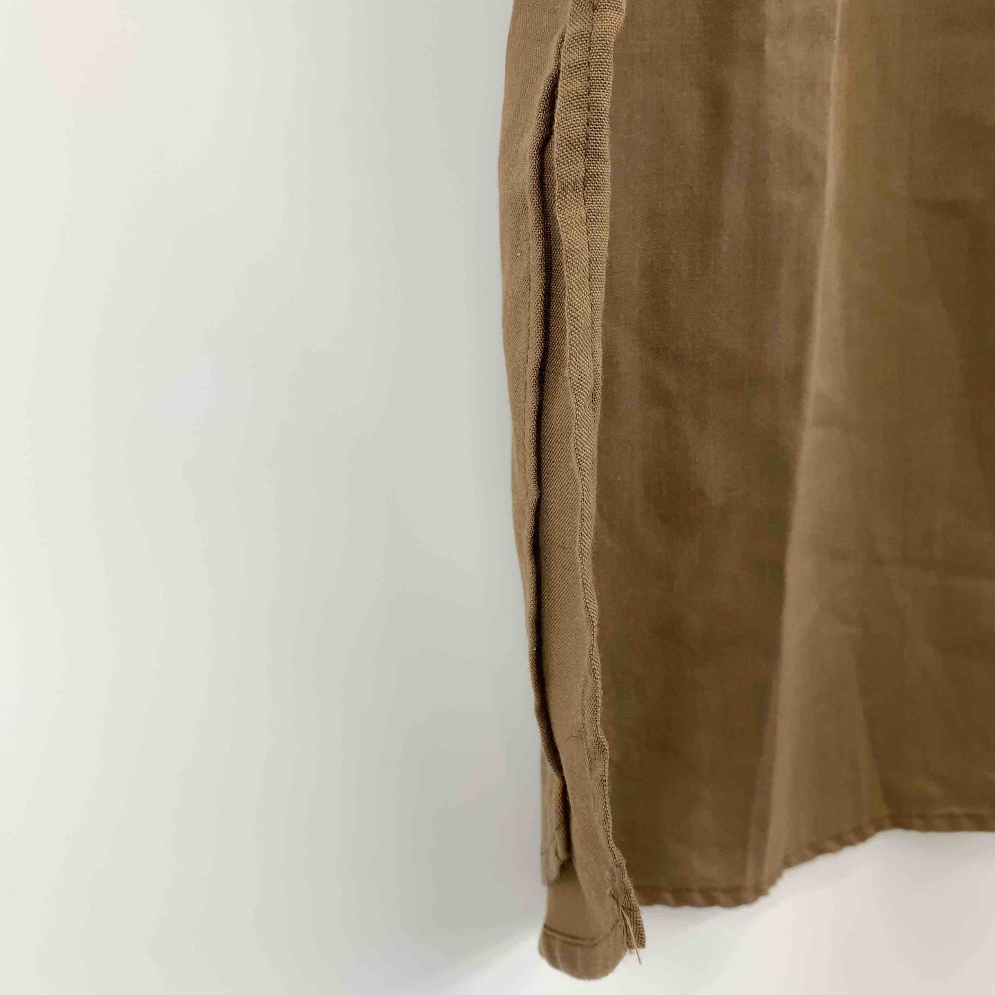 earth music&ecology アースミュージックアンドエコロジー レディース 半袖　ロングワンピース　麻混　ブラウン