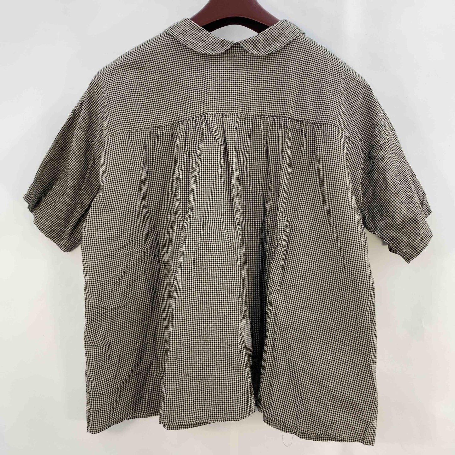 Samansa Mos2(SM2) サマンサモスモス レディース 半袖シャツ/ブラウス ベージュ ブラック チェック柄 tk