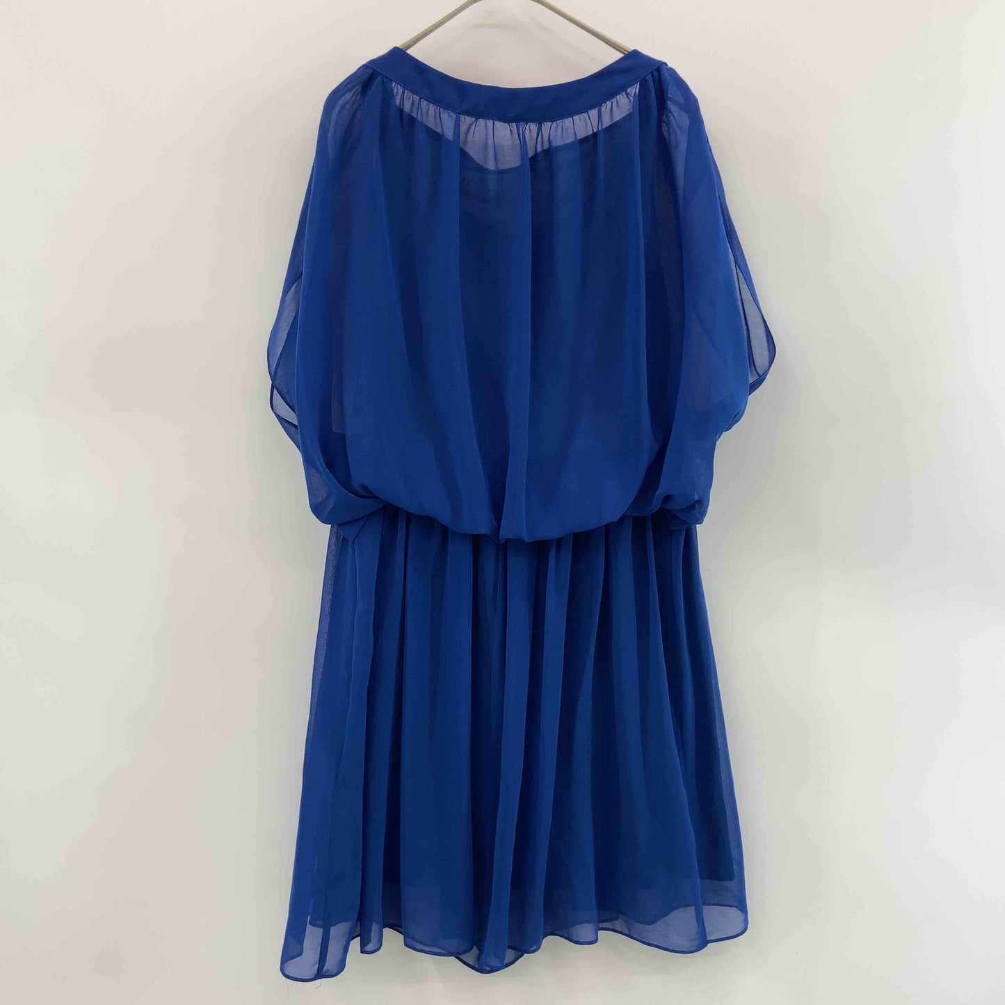 SISLEY シスレー レディース ノースリーブワンピース キャミ付き ロイヤルブルー シフォン ひざ丈