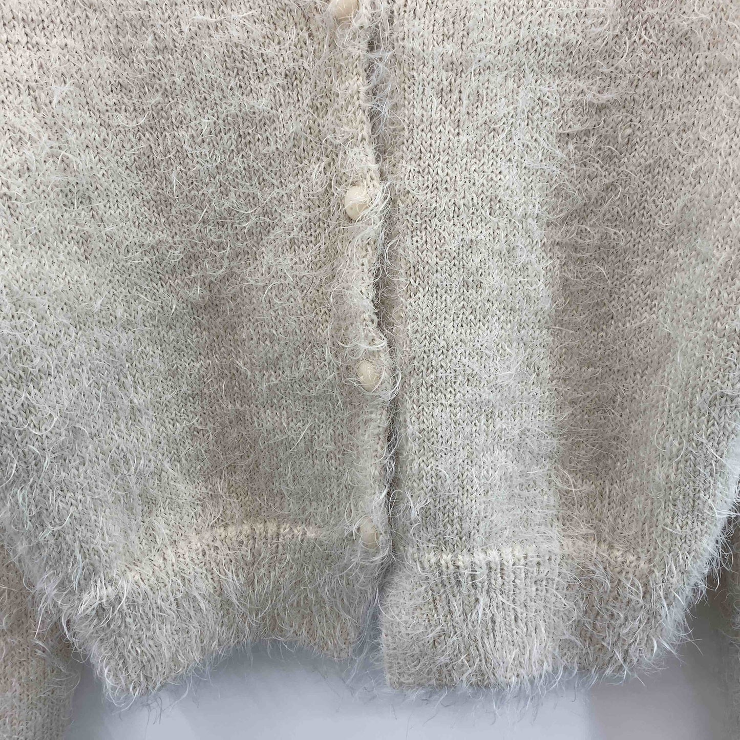 レディース ファーカーディガン Vカーデ ライトベージュ