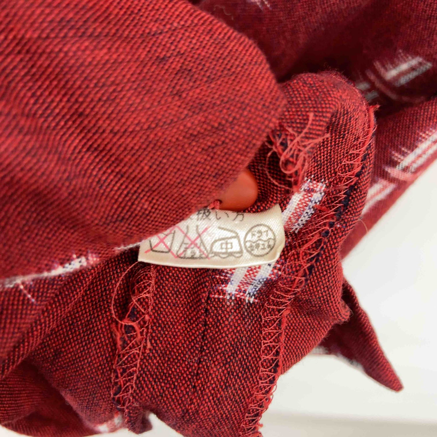 レディース 五分袖ワンピース ロングワンピース 絣(かすり)模様 赤