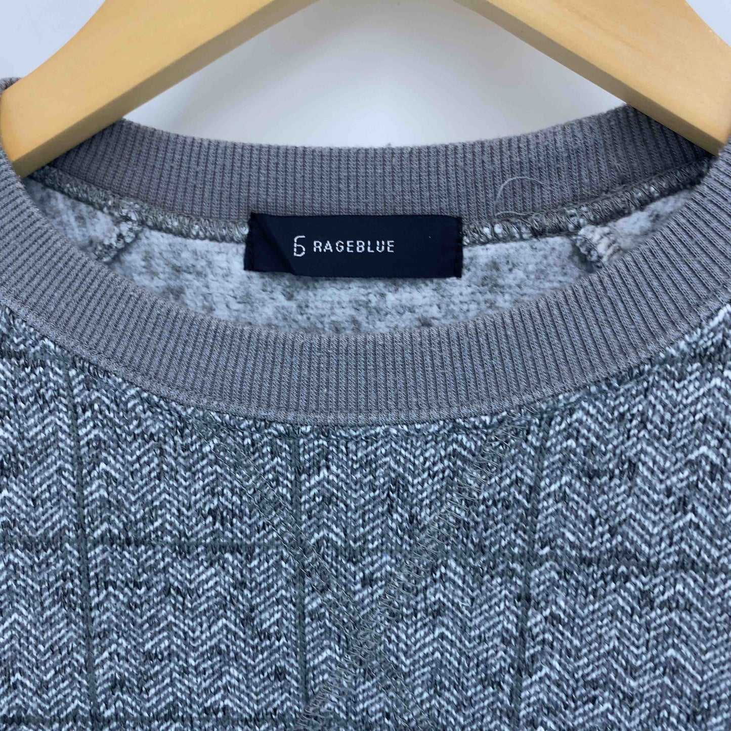RAGE BLUE レイジブルー メンズ スウェット ヘリンボーン柄 グレー