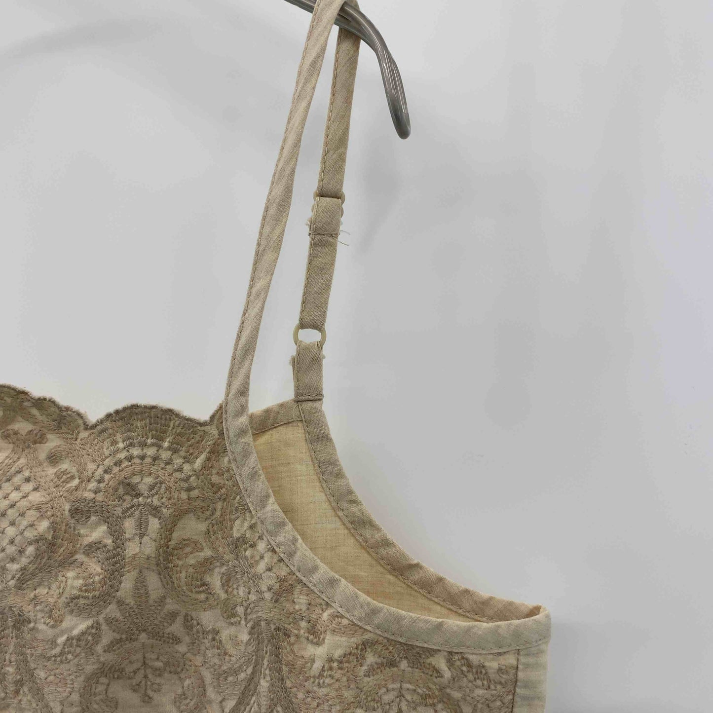 pual ce cin ピュアルセシン レディース ひざ丈ワンピース キャミワンピース ベージュ 刺繍入り