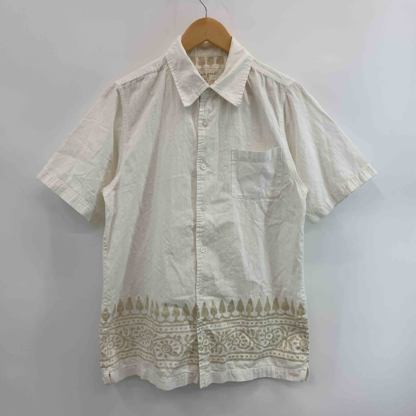 mont-bell モンベル ホワイト 裾デザイン 木 メンズ 半袖シャツ