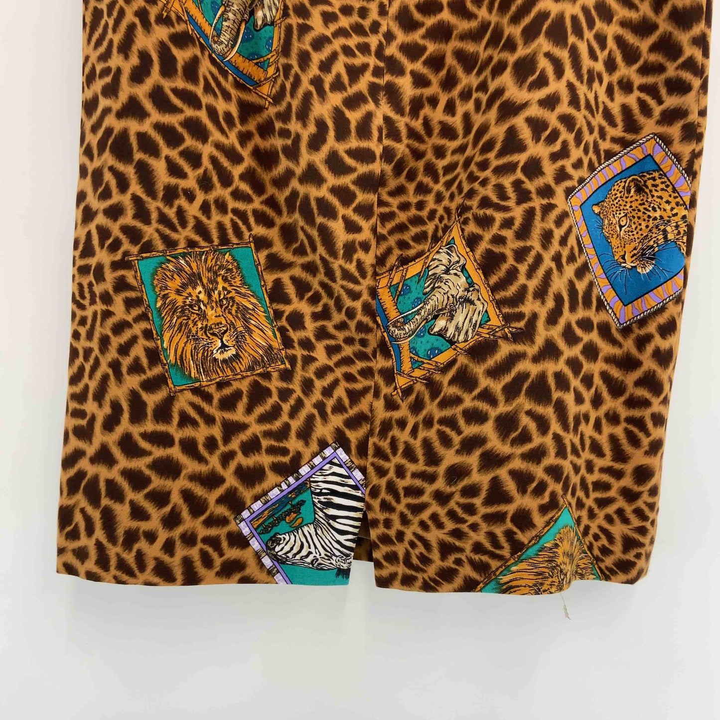 伊太利屋 イタリヤ レディース ひざ丈スカート アニマル柄 ブラウン系