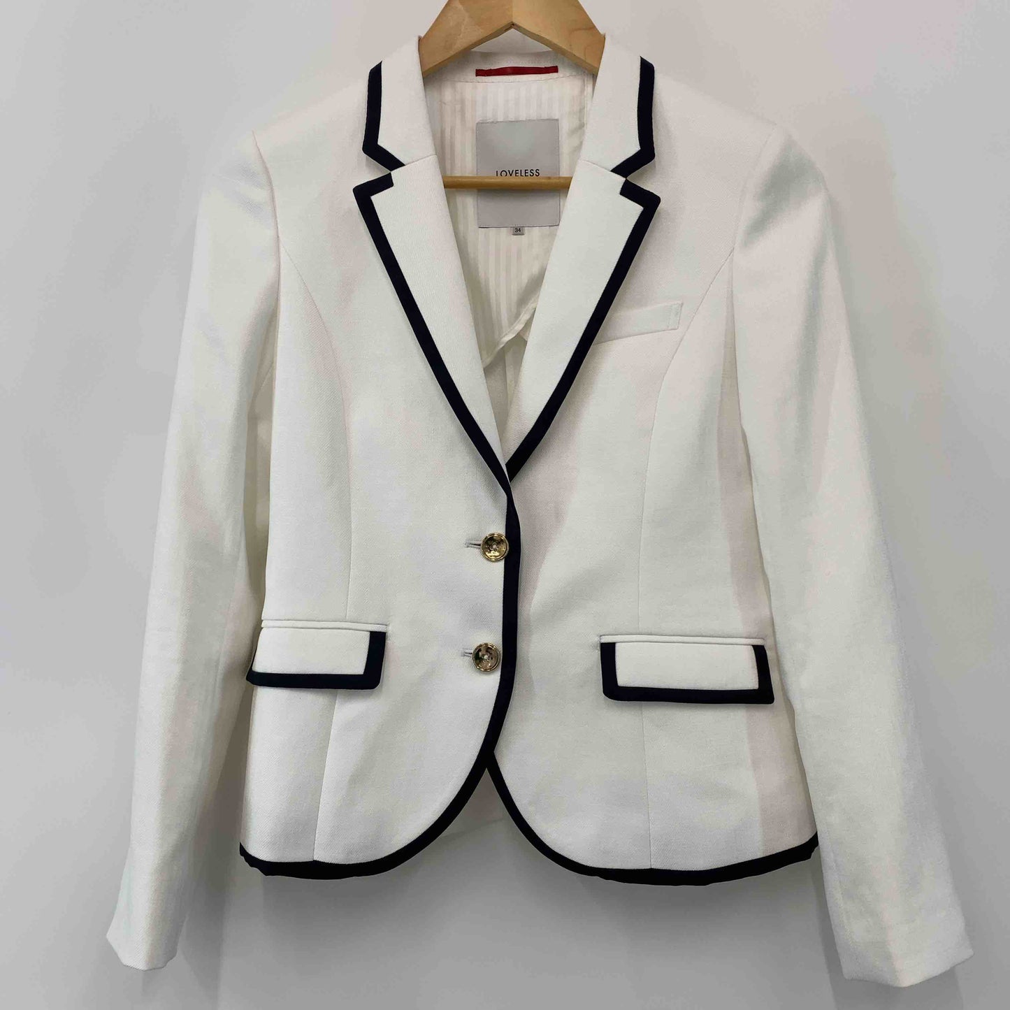 LOVELESS ラブレス レディース テーラードジャケット スプリングジャケット ホワイト パイピングテープ