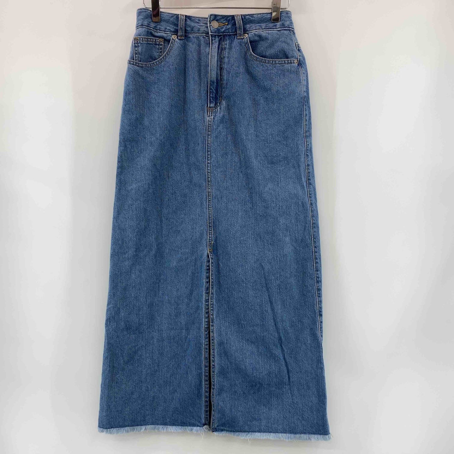 GU ジーユー レディース ロングスカート デニム 裾フリンジ スリット