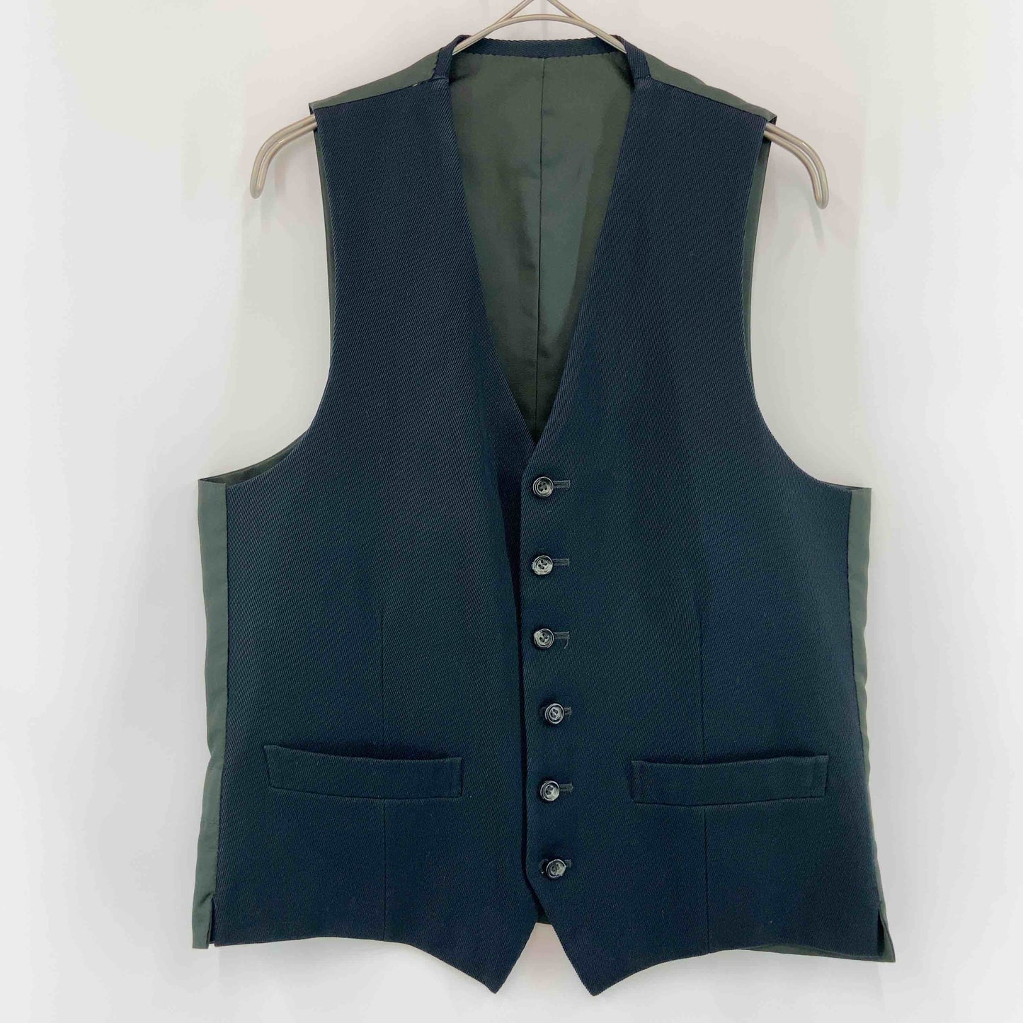 メンズ スーツベスト　無地　グリーン