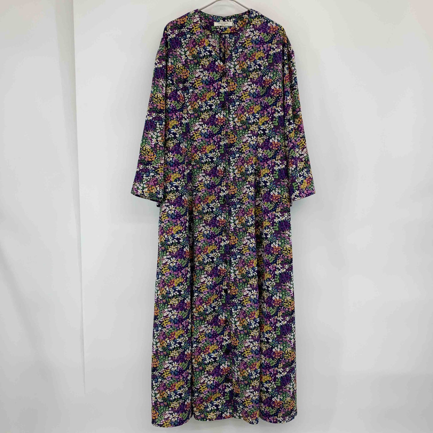 FREAK’S STORE フリークスストア　マルチカラー　花柄　裏地無し　カラーレス　前面ボタン　 レディース 長袖ワンピース