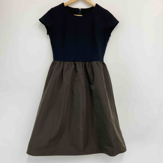 BEAMS Lights ビームスライツ 黒×茶　異素材ドッキングワンピース　無地　レディース　ワンピース