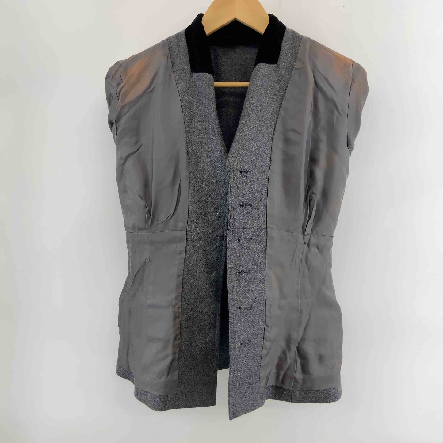 miss ashida ミスアシダ レディース テーラードジャケット グレー ウール 襟・カフスベロア