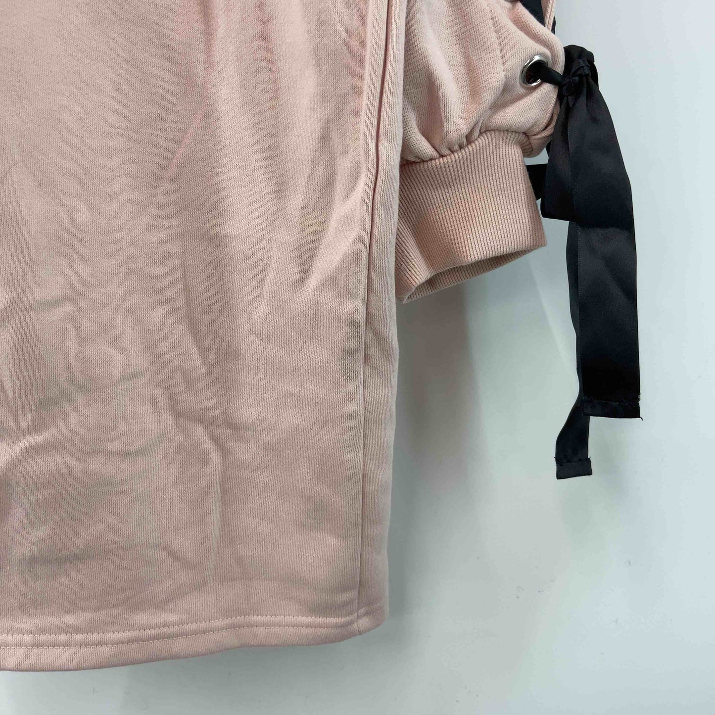 CHIP CLIP  レディース 長袖ワンピース テディベア・ラビットプリント うさ耳付きフード レース リボン パーカー ピンク 裏起毛