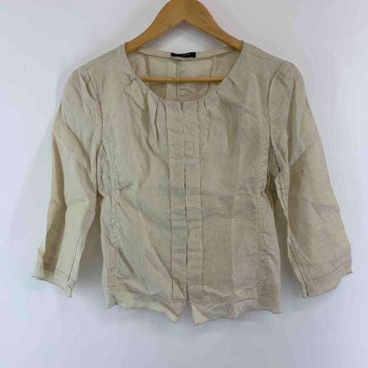UNITED ARROWS ユナイテッドアローズ レディース ノーカラージャケット 麻 ベージュ 七分袖