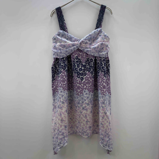 axes femme アクシーズファム レディース チュニック 肩胸元レースデザイン サイズM 花柄モチーフ パープル系