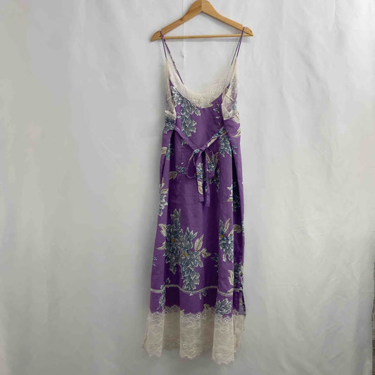 妖精口袋 レディース ノースリーブロングワンピースキャミワンピース バイオレット 花柄 tk