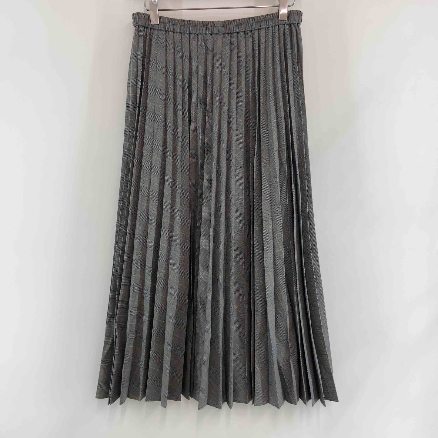 UNIQLO ユニクロ グレー チェック柄 プリーツスカート ウエストゴム レディース ロングスカート