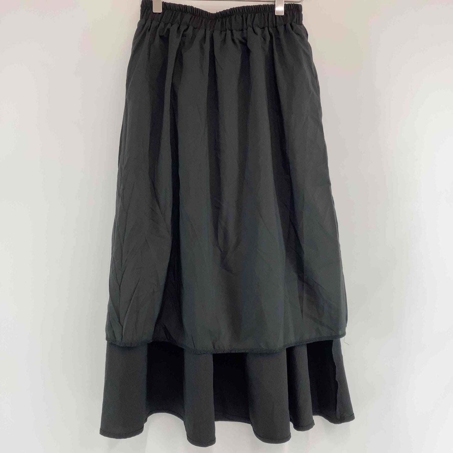 レディース ロングスカート　フレア　ウエストゴム　黒