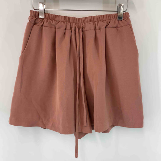 レディース ショートパンツ くすみピンク ウエストゴム