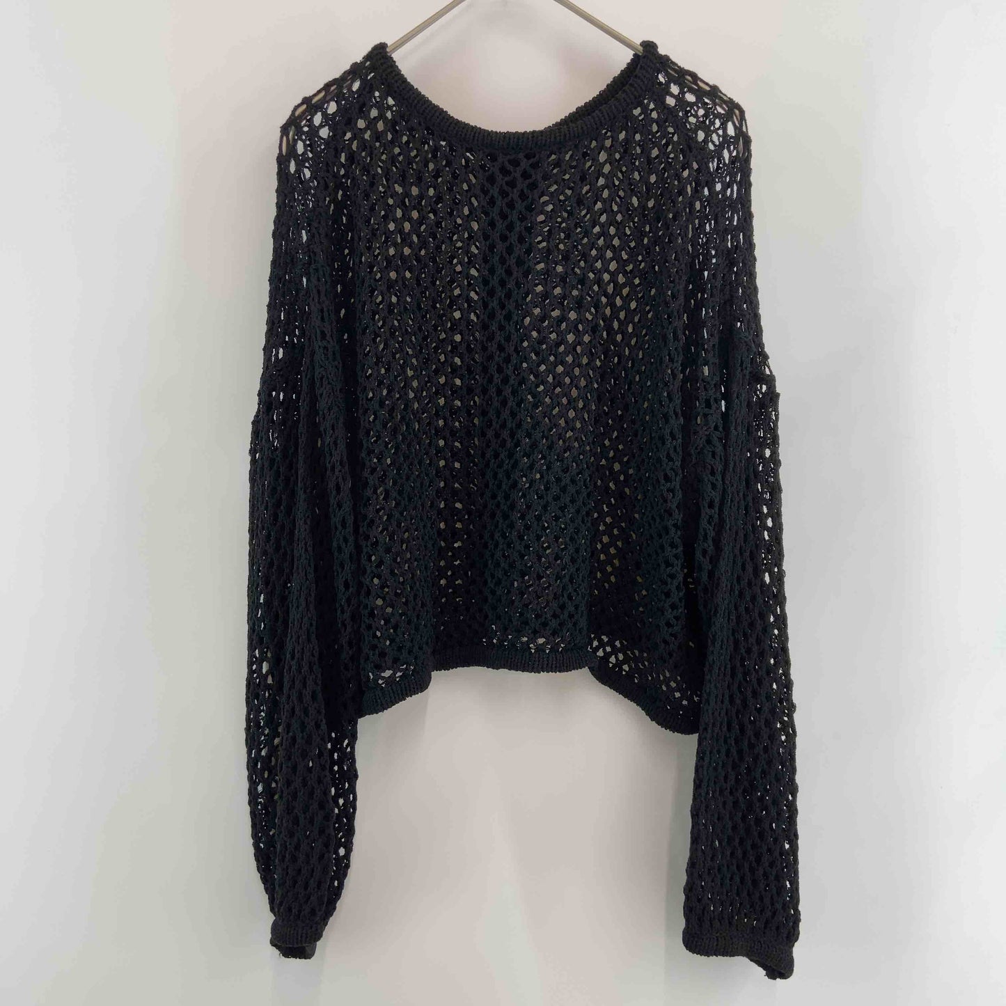 レディース カーディガン メッシュニット ブラック