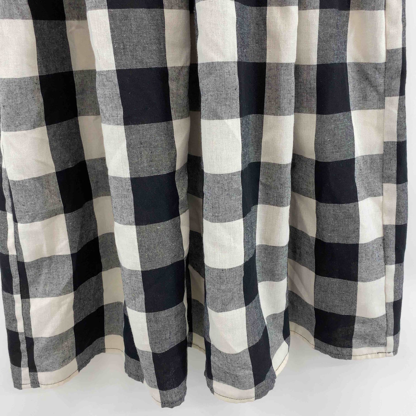 レディース ノースリーブワンピース ブロックチェック 白黒