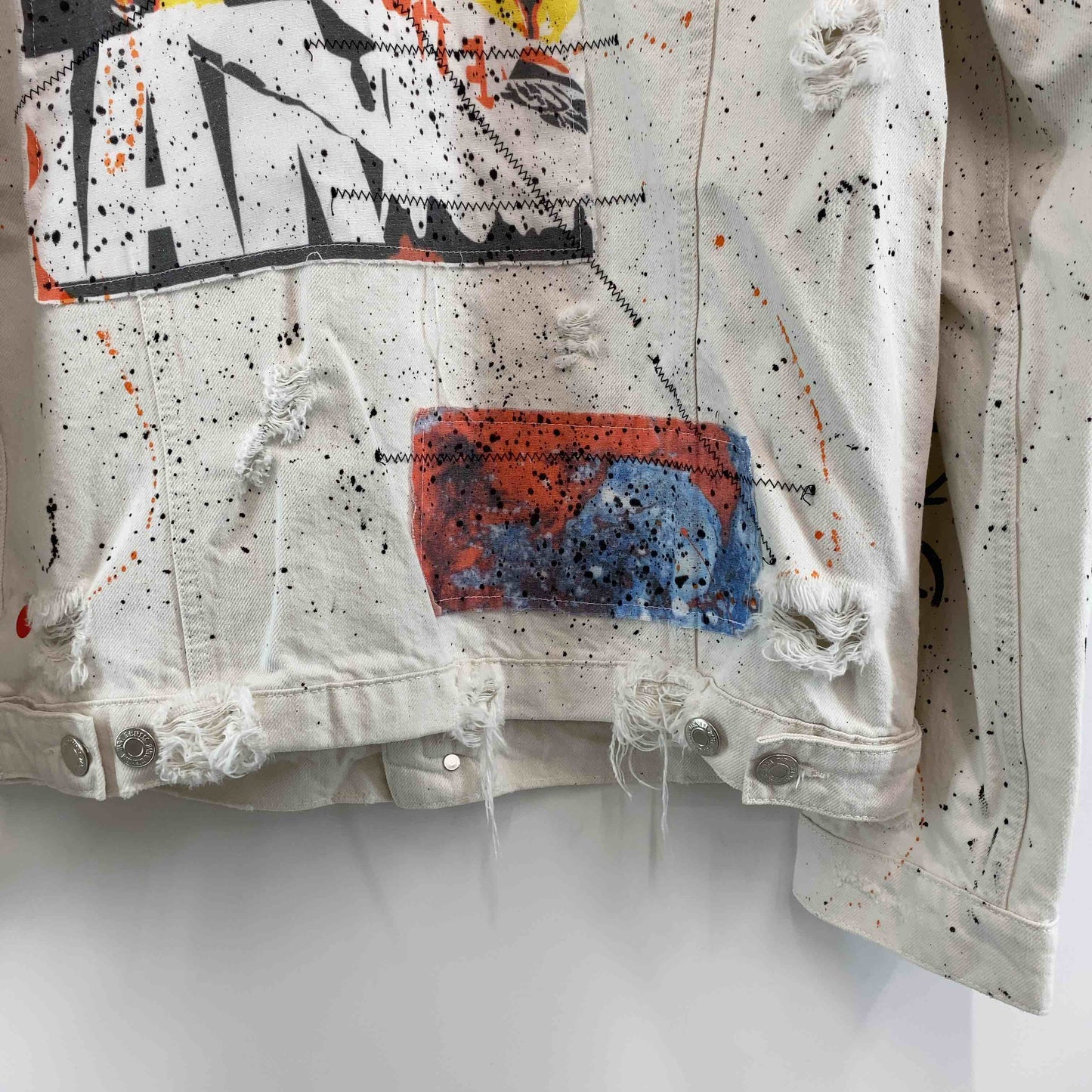 ZARA ザラ メンズ Gジャン/デニムジャケット ホワイトデニム ペイント