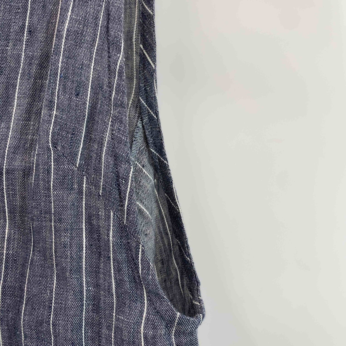 Arsa　collection 麻　リネン　100％　手洗い可能　ベスト　裏地無し　デニムブルー　ストライプ　  レディース ベスト/ジレ