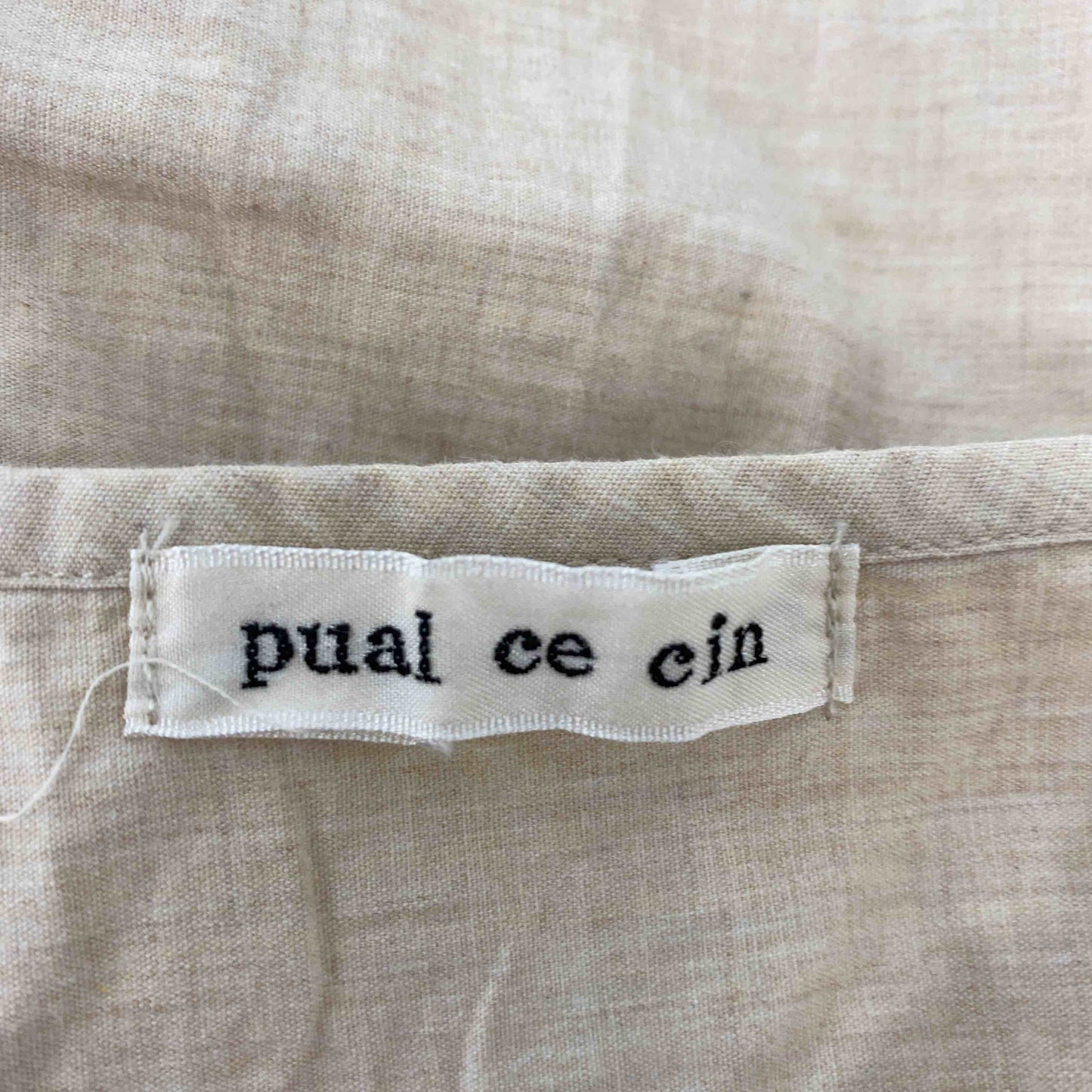 pual ce cin ピュアルセシン レディース ひざ丈ワンピース キャミワンピース ベージュ 刺繍入り