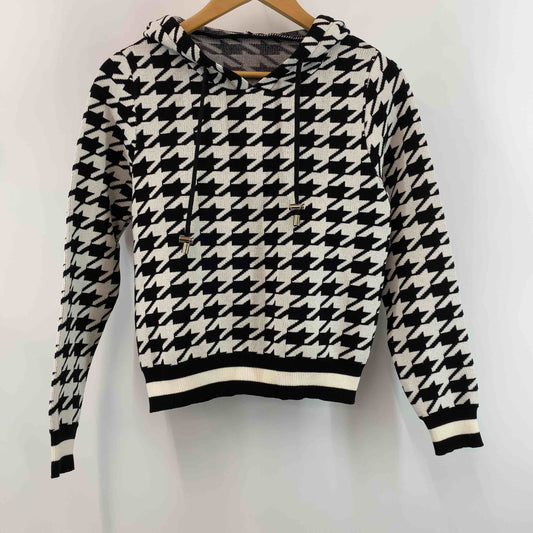 レディース パーカー　千鳥格子　白黒