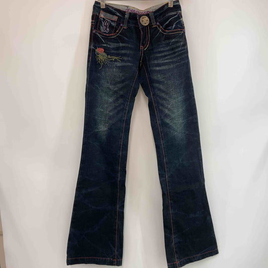 RIOBERA リオベラ デニム ジーンズ バラ刺繍 ビジュー装飾