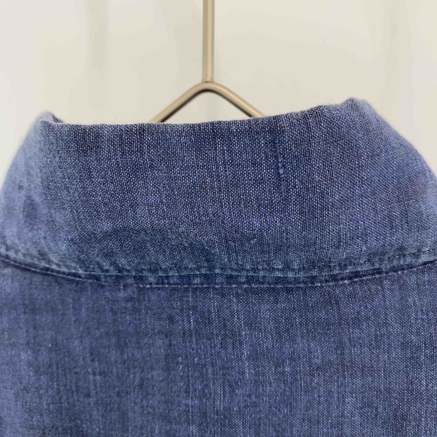 Finamore フィナモレ　インディゴ　ネイビー　紺　 メンズ 長袖シャツ　イタリア製　麻　リネン100％