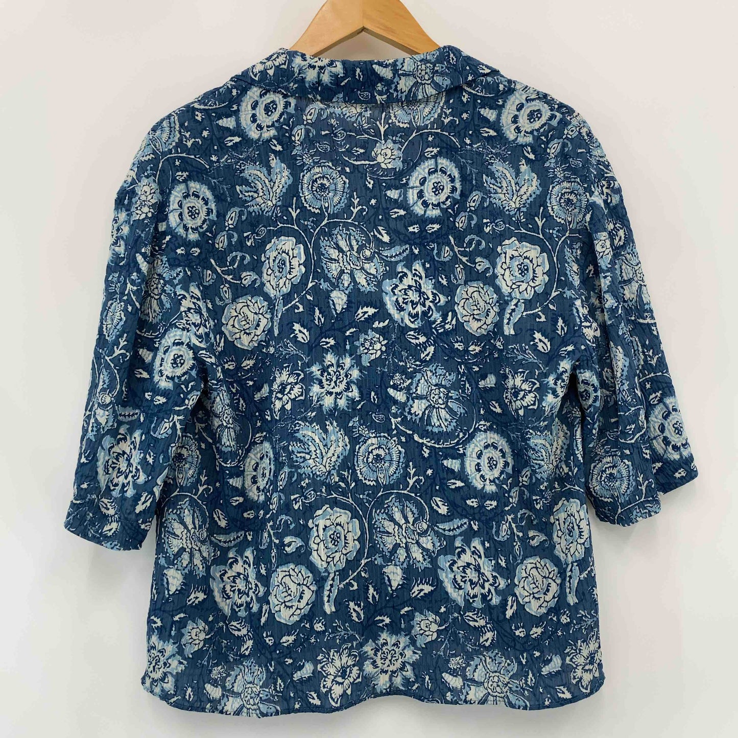 ZARA ザラ レディース 半袖シャツ/ブラウス 開襟シャツ 花柄 ブルー