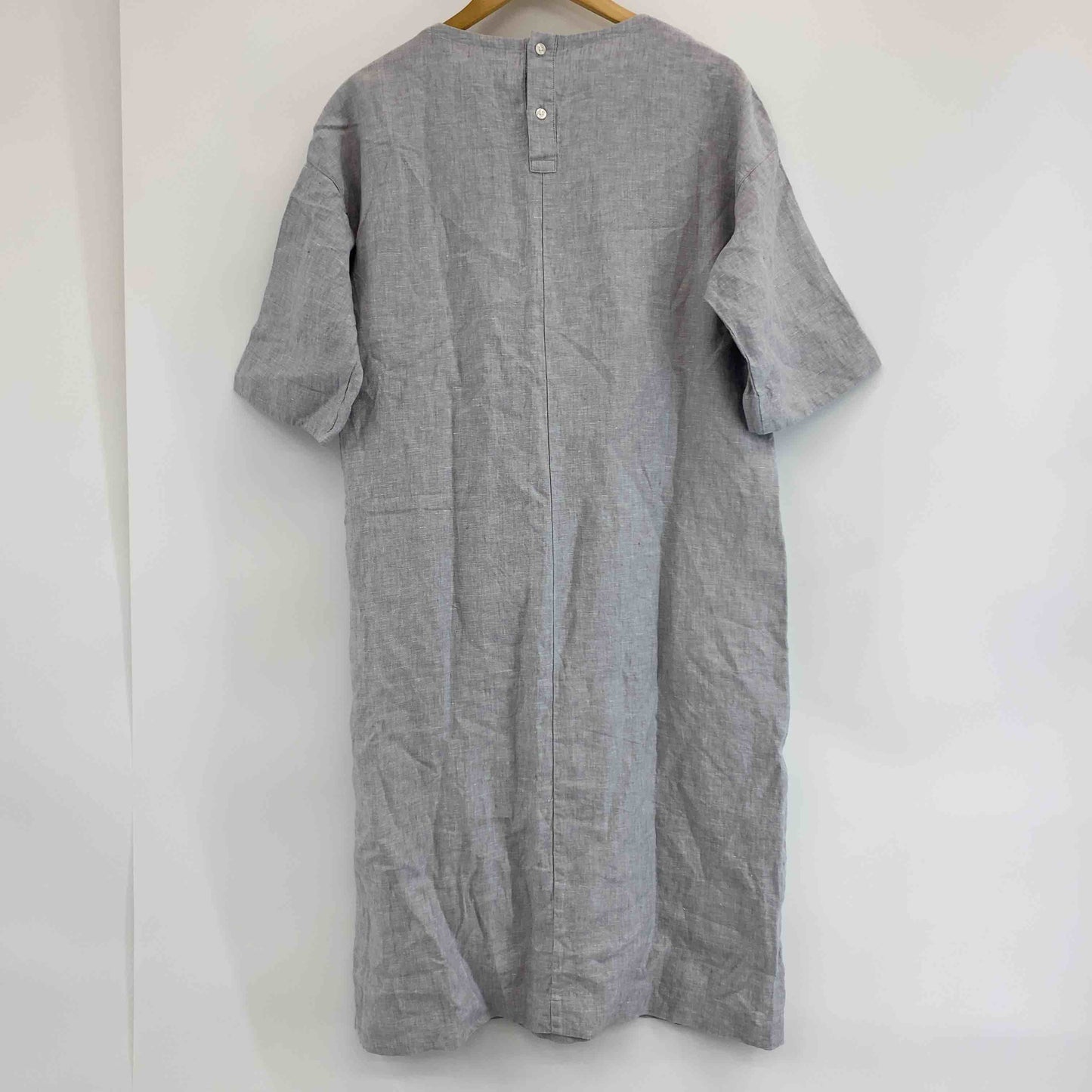 無印良品 レディース 半袖　ロングワンピース　麻100％　グレー