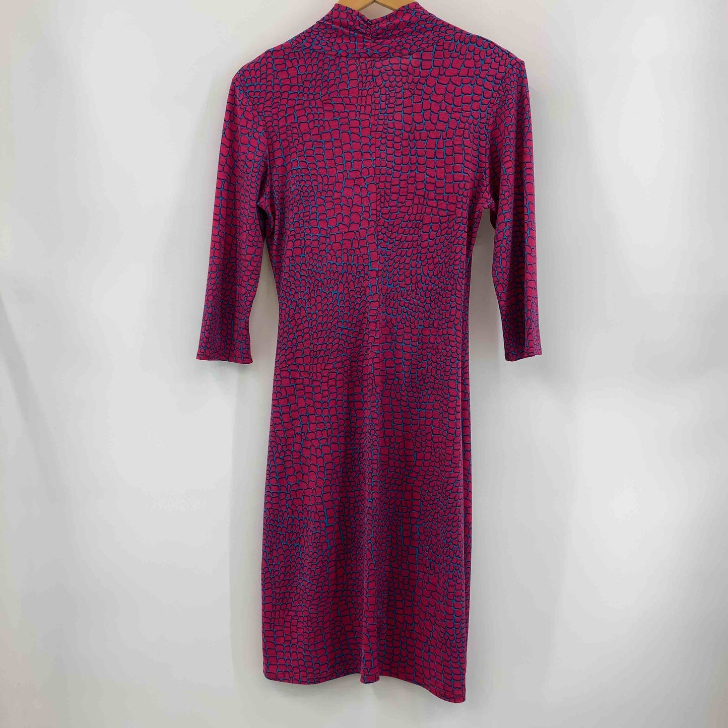 レディース 長袖ワンピース カシュクール ひざ丈 ピンク/ブルー