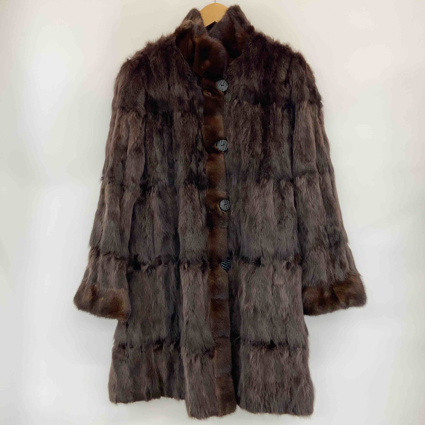 レディース 毛皮 ファーコート リバーシブル 茶色 黒 スタンドカラー