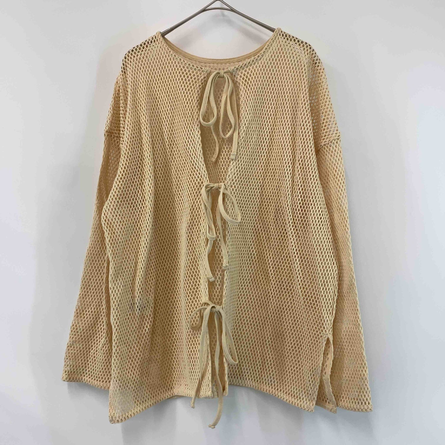 LOWRYS FARM ローリーズファーム レディース メッシュプルオーバー 長袖 バックリボン ベージュ