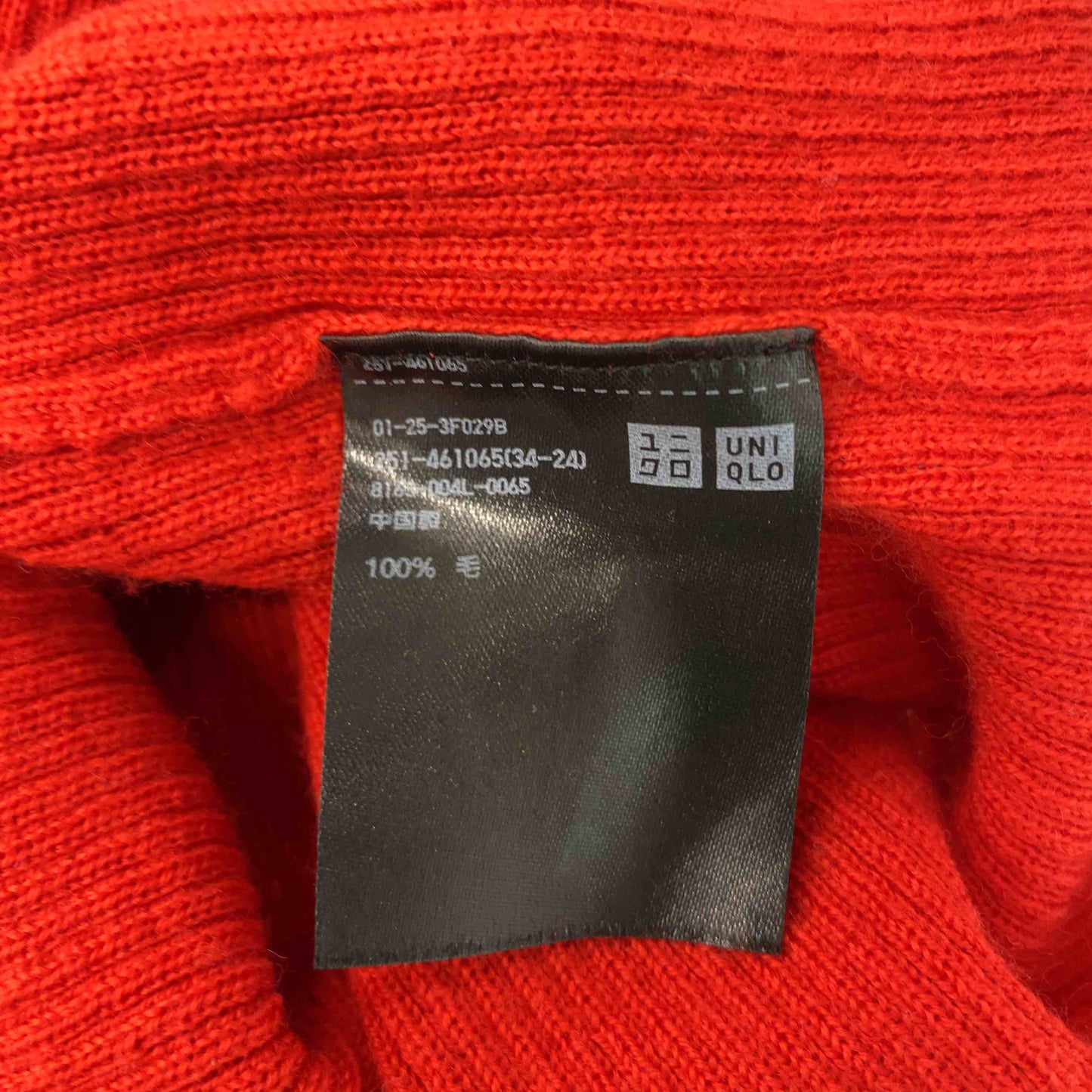 UNIQLO ユニクロ レディース ニット/セーター ウール100％ レッド タートルネック