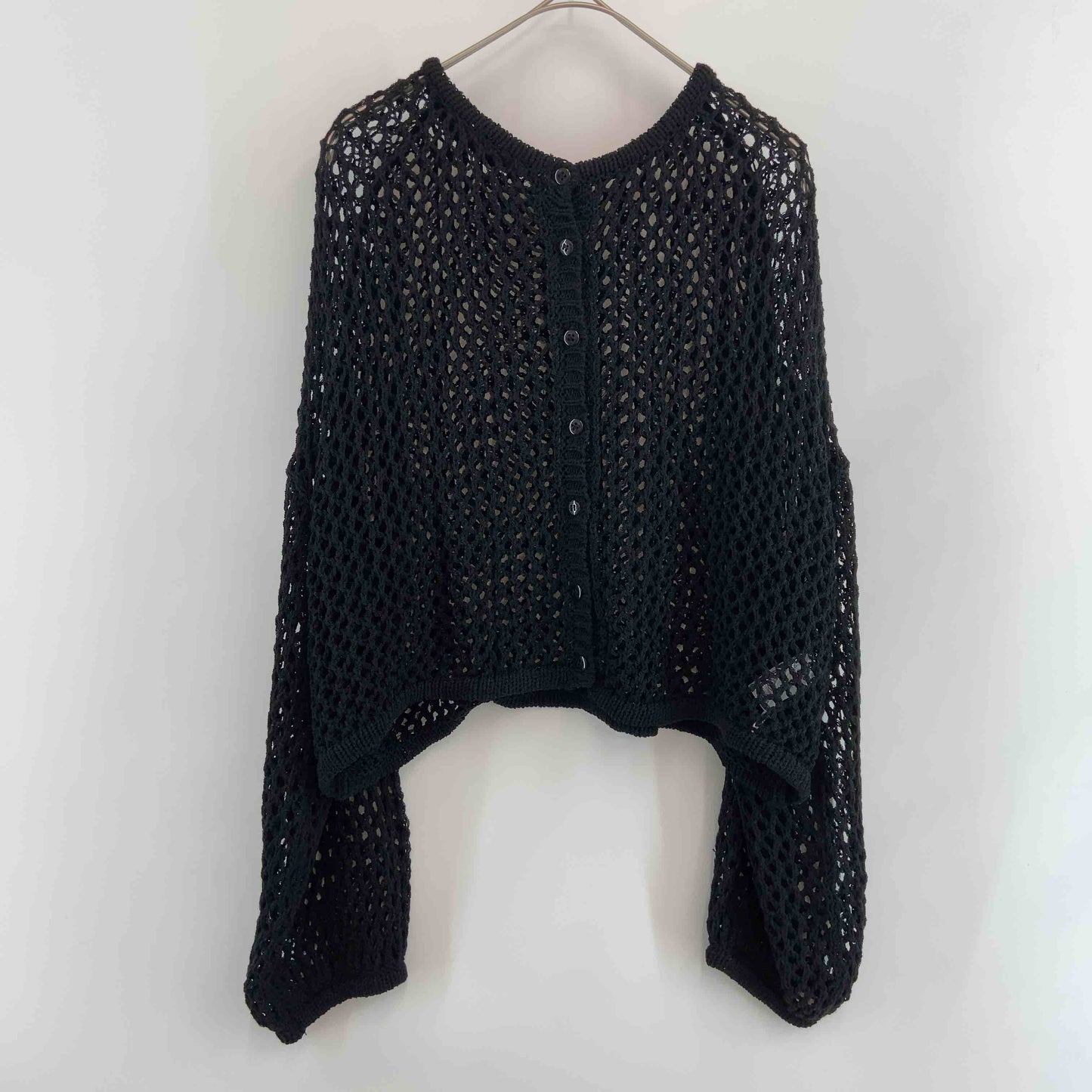 レディース カーディガン メッシュニット ブラック