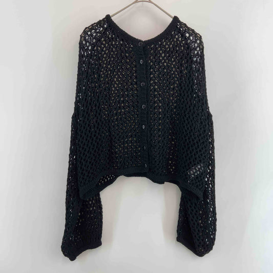 レディース カーディガン メッシュニット ブラック
