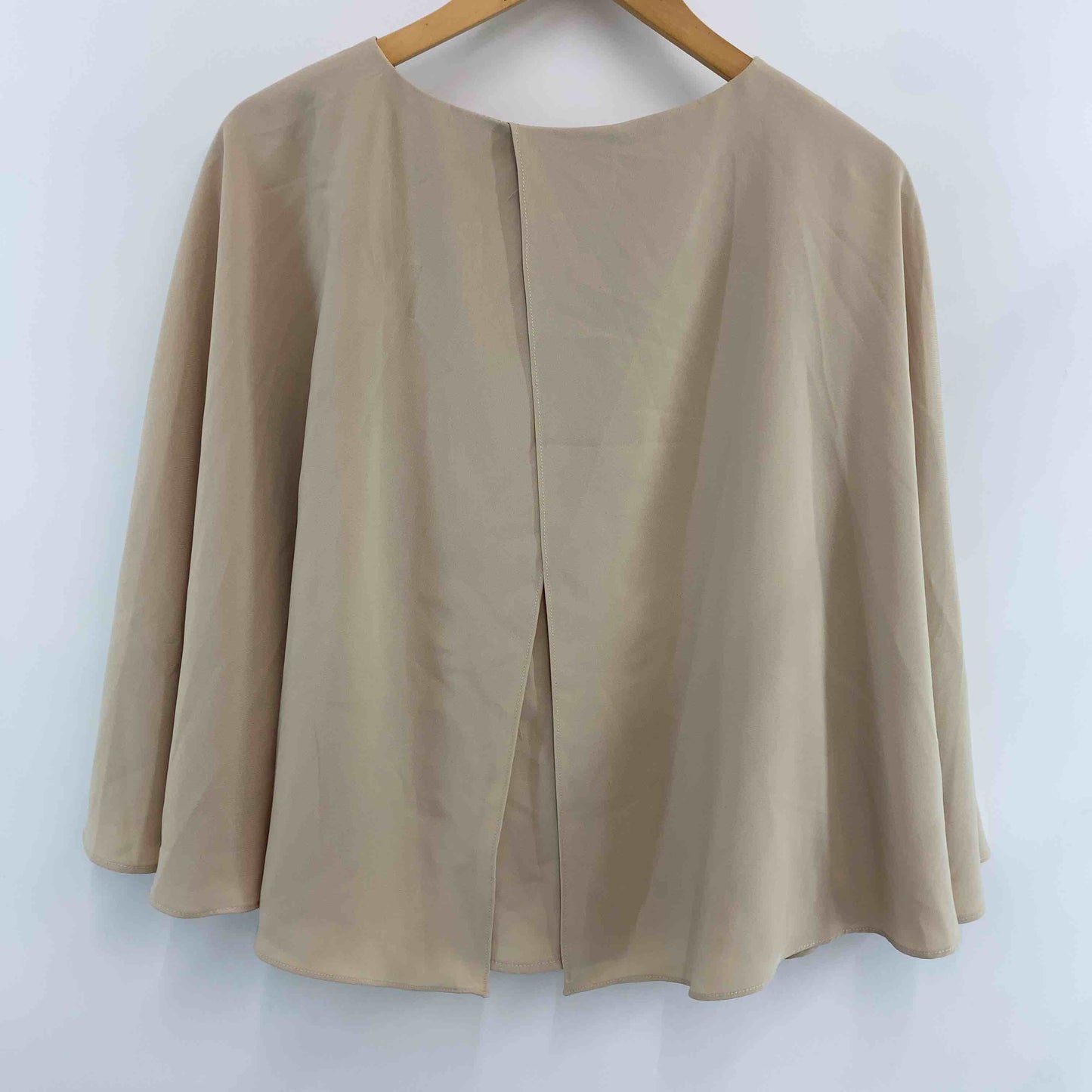 レディース 半袖ブラウス ベージュ ケープ風ブラウス