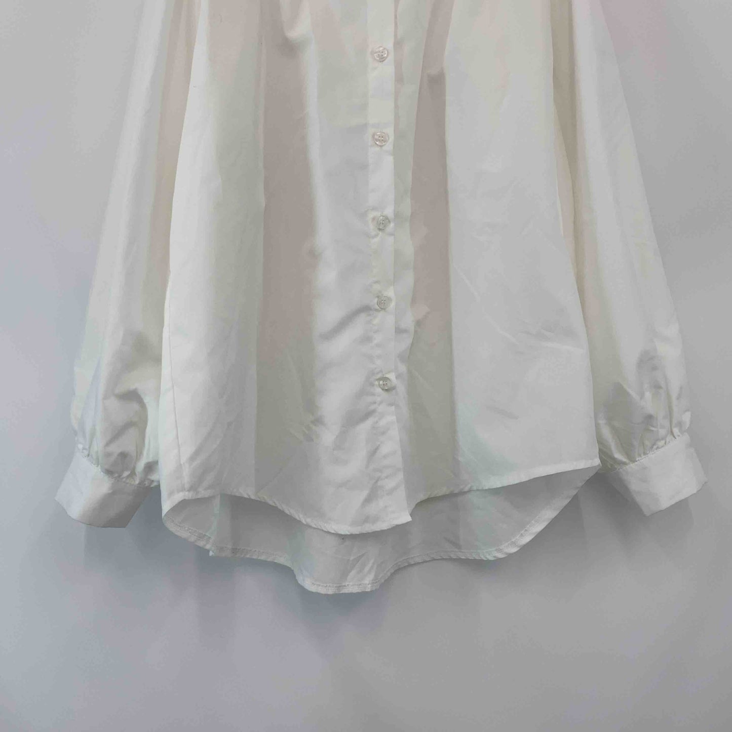 TF008 STUDIO レディース 長袖シャツ/ブラウス 白 バンドカラー