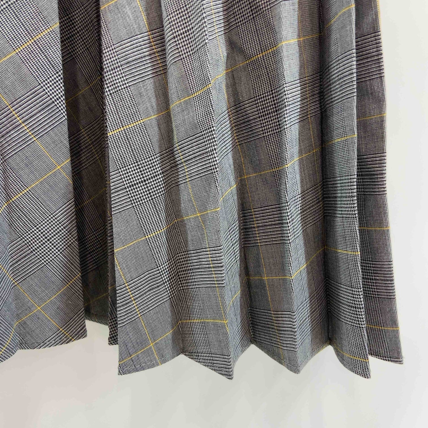 UNIQLO ユニクロ グレー チェック柄 プリーツスカート ウエストゴム レディース ロングスカート